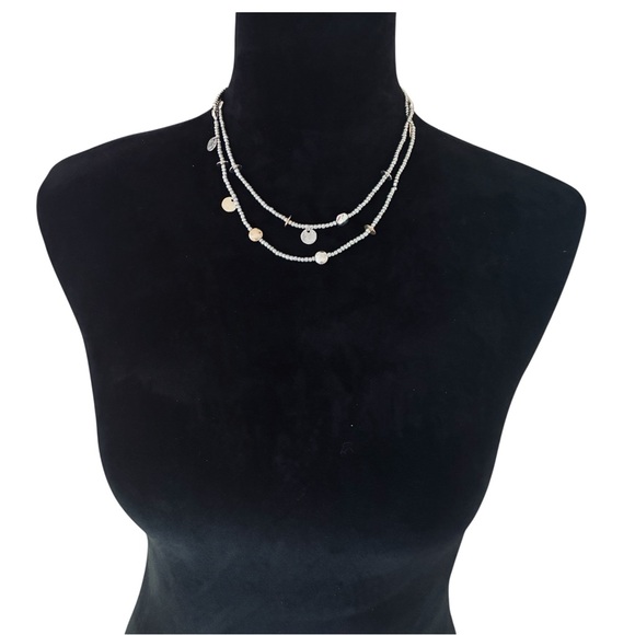 NEW NWT J. Jill Gold Disc Silver Bead Stretchy Necklace Bracelet $39 Retail - Picture 5 of 6